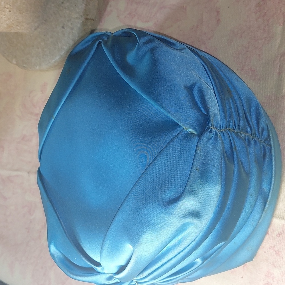 Blue Silk Turban-Style Hat